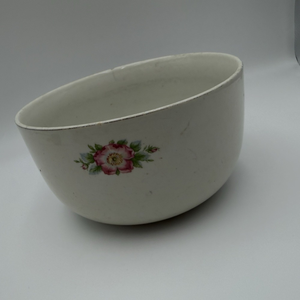 Vtg Mixing Bowl Stoneware Halls Superior Floral Rose Stained Cottagecore 8 in - Picture 12 of 14